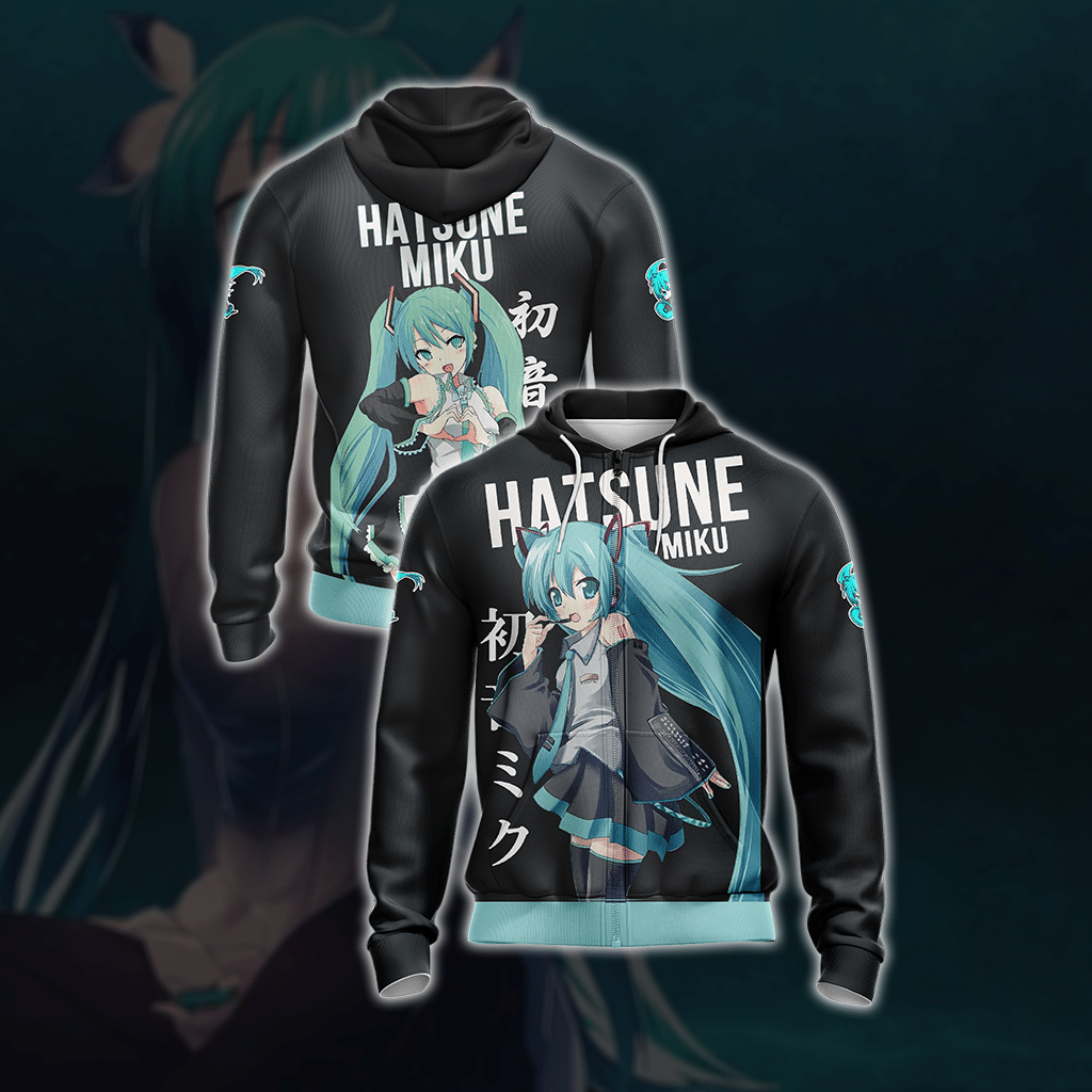 Hatsune Miku Unisex 3D T-shirt Zip Hoodie S
