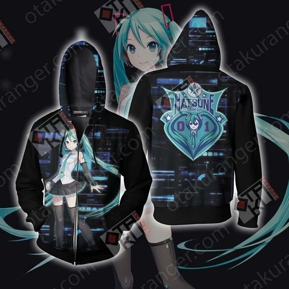 Hatsune Miku New Style Unisex 3D T-shirt Zip Hoodie S