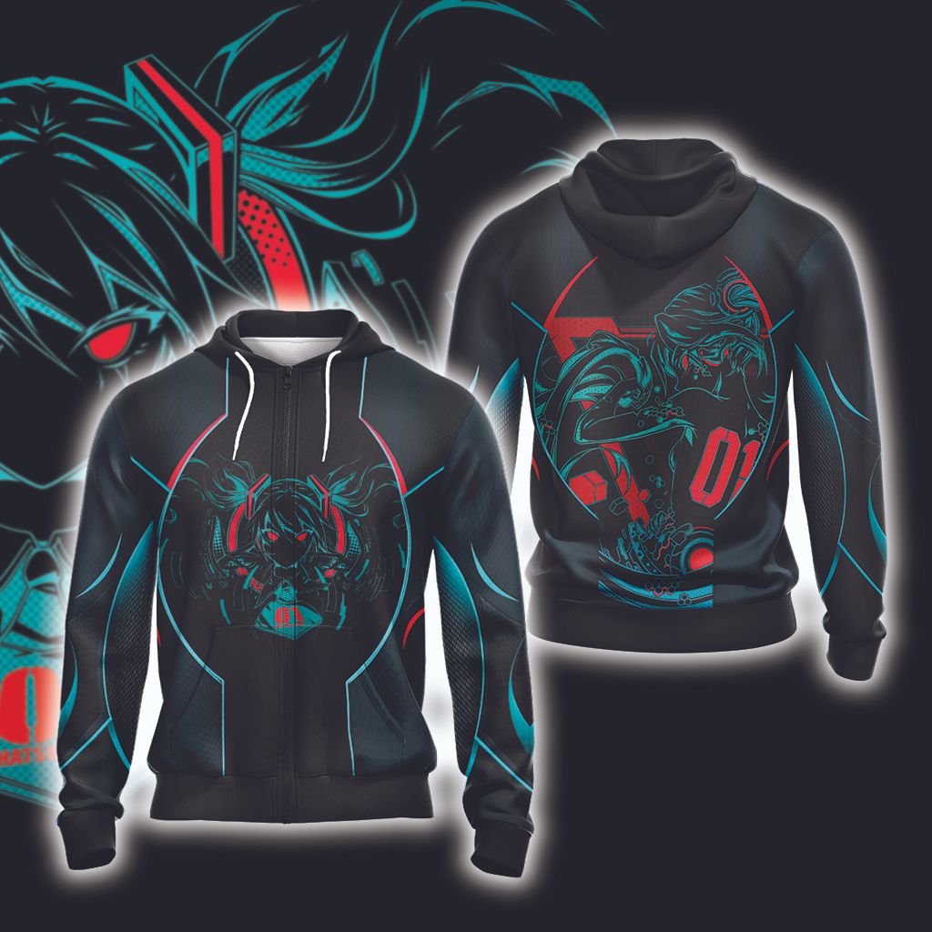 New Look Hatsune Miku Unisex 3D T-shirt Zip Hoodie S