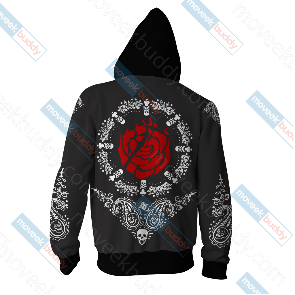 RWBY House Rose Honor Loyalty Sacrifice Zip Up Hoodie