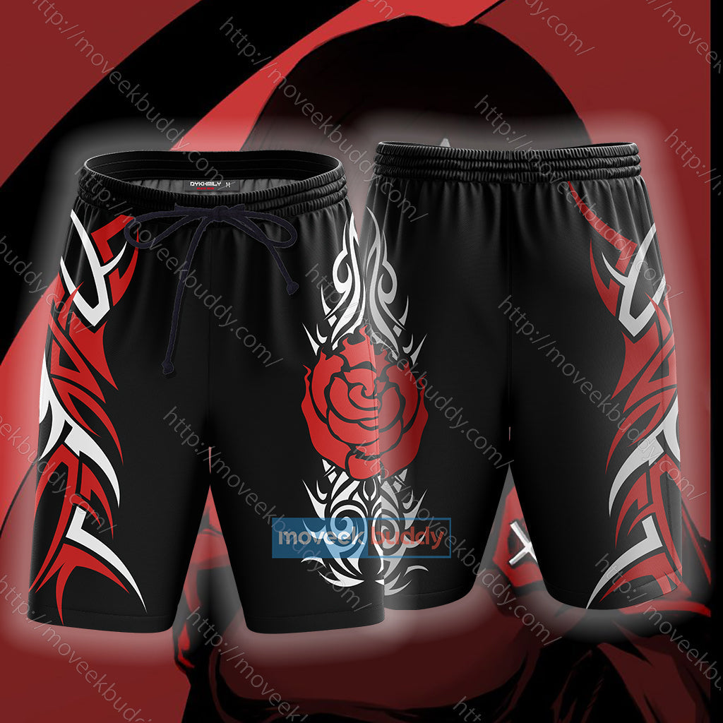 RWBY Ruby Rose Symbol Unisex 3D T-shirt Beach Shorts S
