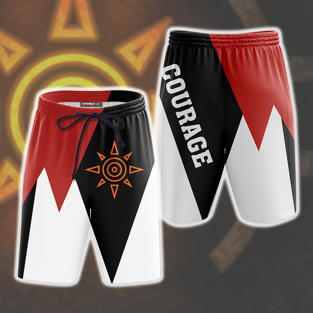 Digimon The Crest Of Courage New Look Unisex 3D Beach Shorts S