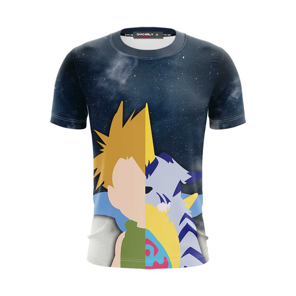 Digimon Yamato Ishida And Gabumon Minimalist Unisex 3D T-shirt