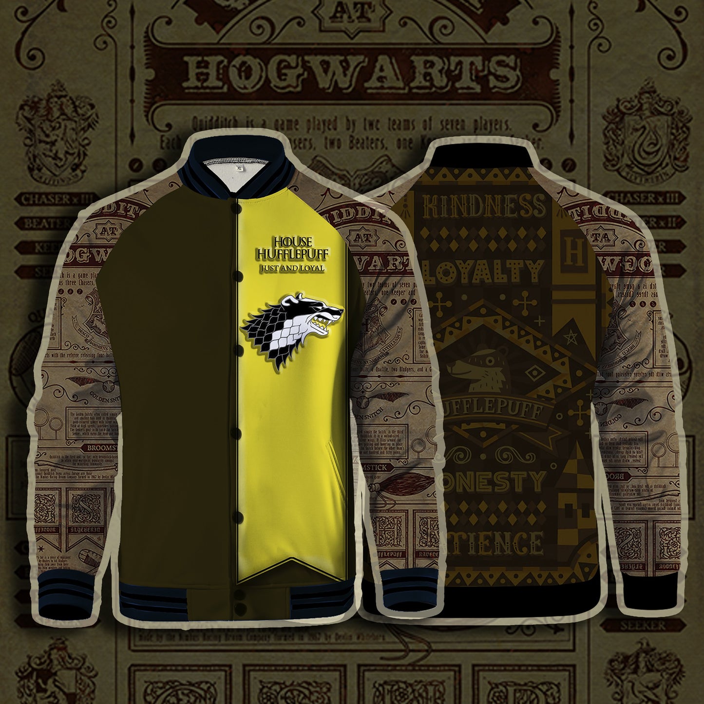 House Hufflepuff Just And Loyal Harry Potter Baseball Jacket US/EU XXS (ASIAN S)