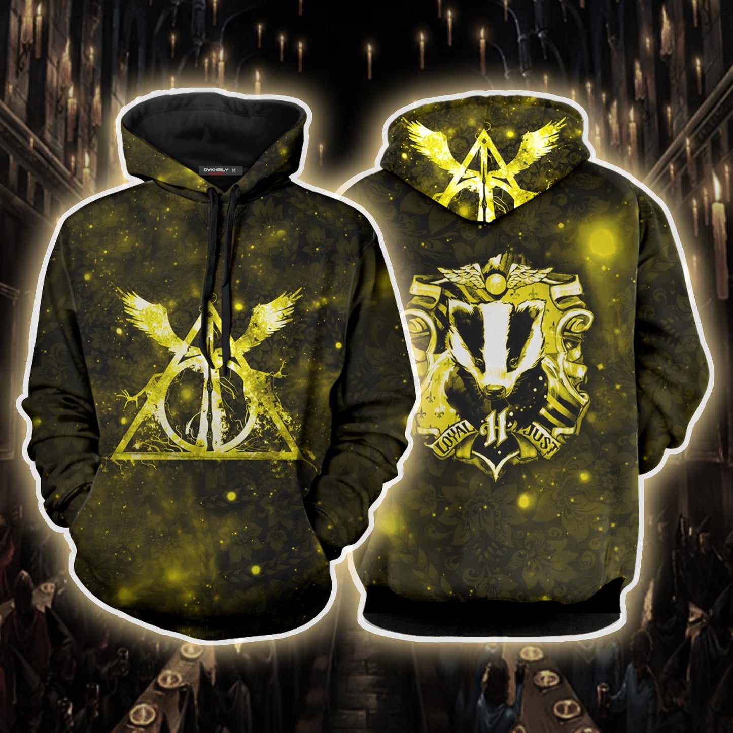 The Hufflepuff Badger Harry Potter Version Galaxy Unisex 3D T-shirt Hoodie S