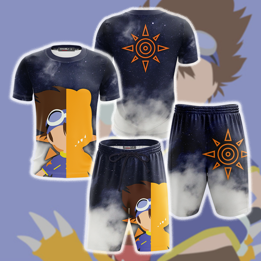 Digimon Yagami Taichi And Agumon Minimalist Beach Shorts