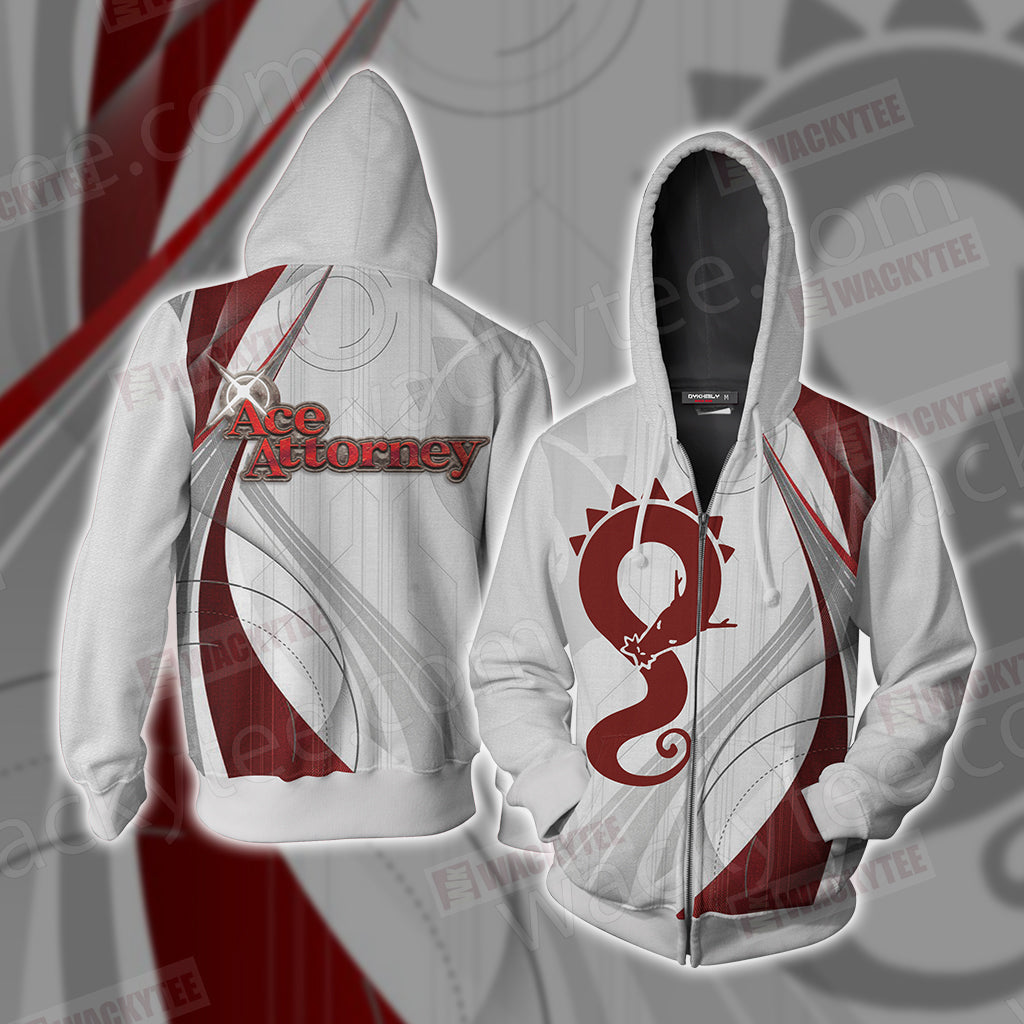 Ace Attorney - Defiant Dragon logo Unisex 3D T-shirt Zip Hoodie XS