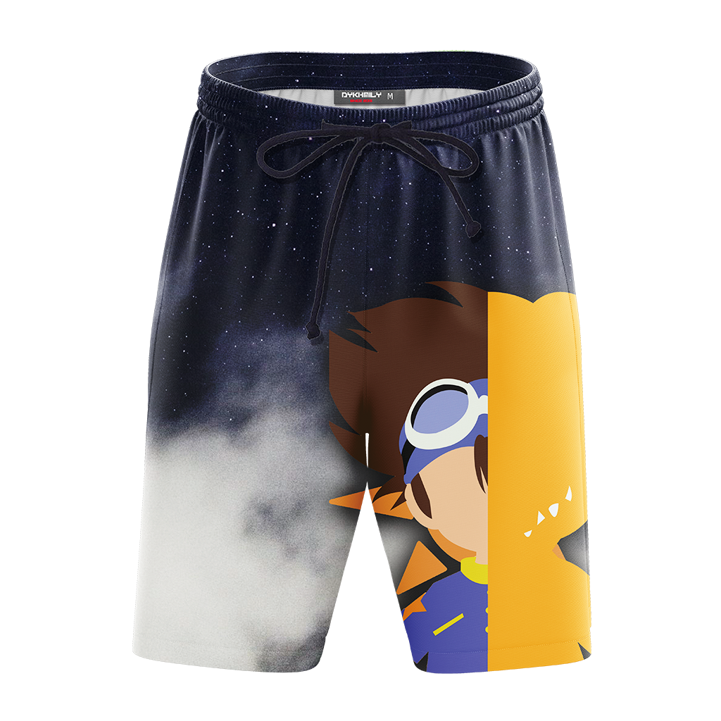 Digimon Yagami Taichi And Agumon Minimalist Beach Shorts