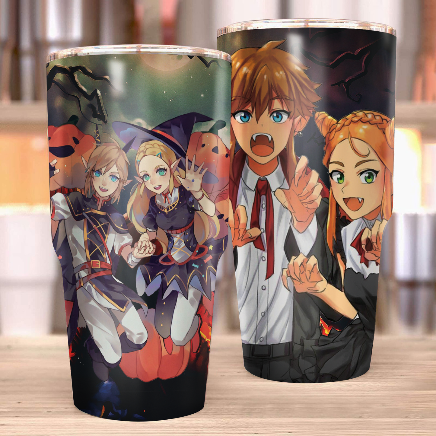 The Legend of Zelda Link & Zelda Halloween Tumbler 30oz (Curve)