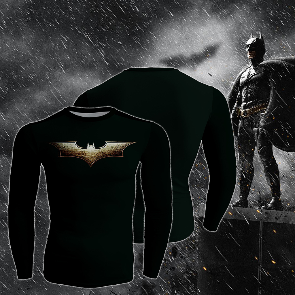 The Dark Night 2008 Batman Cosplay Long Sleeve Compression T-shirt US/EU XXS