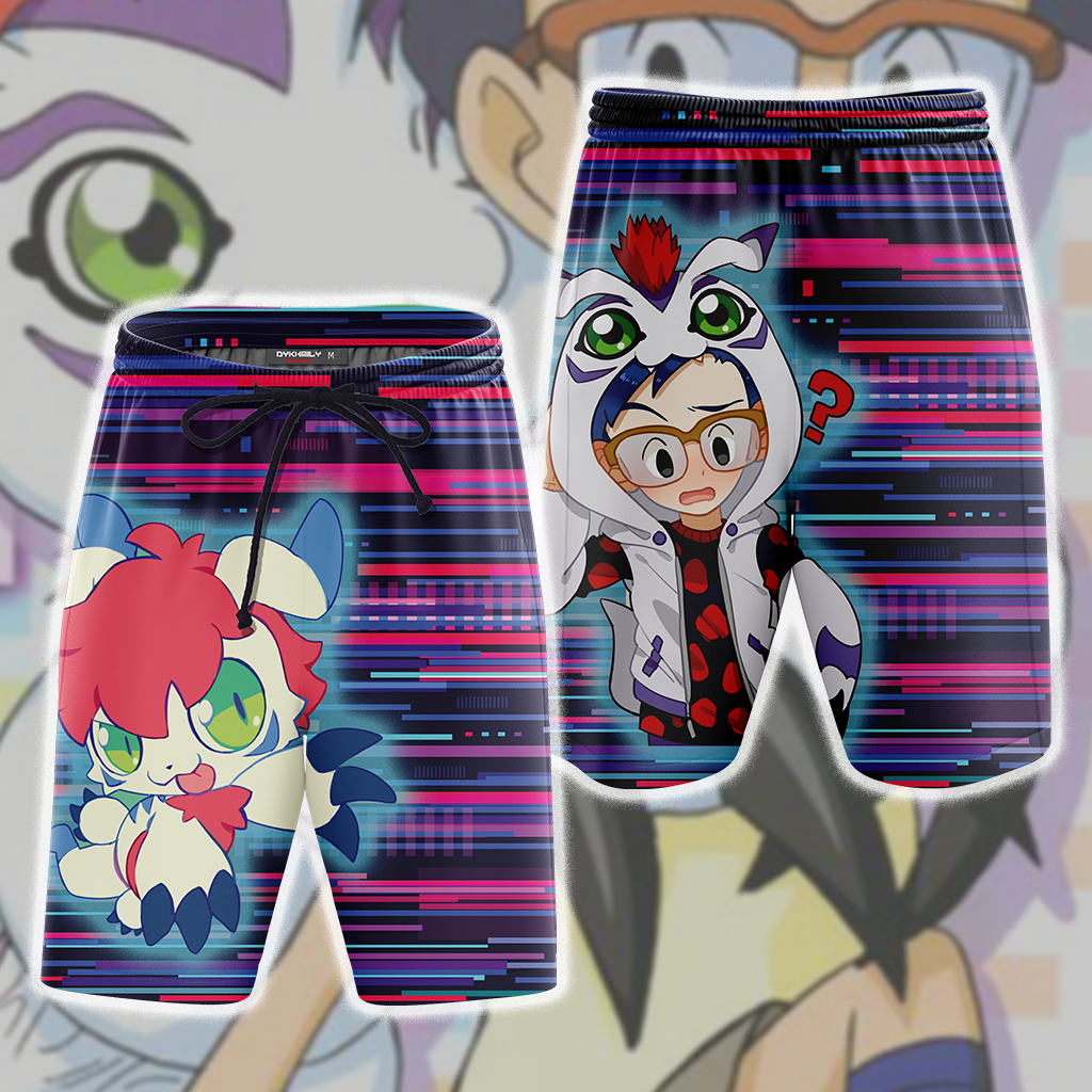 Digimon Gomamon New Look Unisex 3D Beach Shorts S