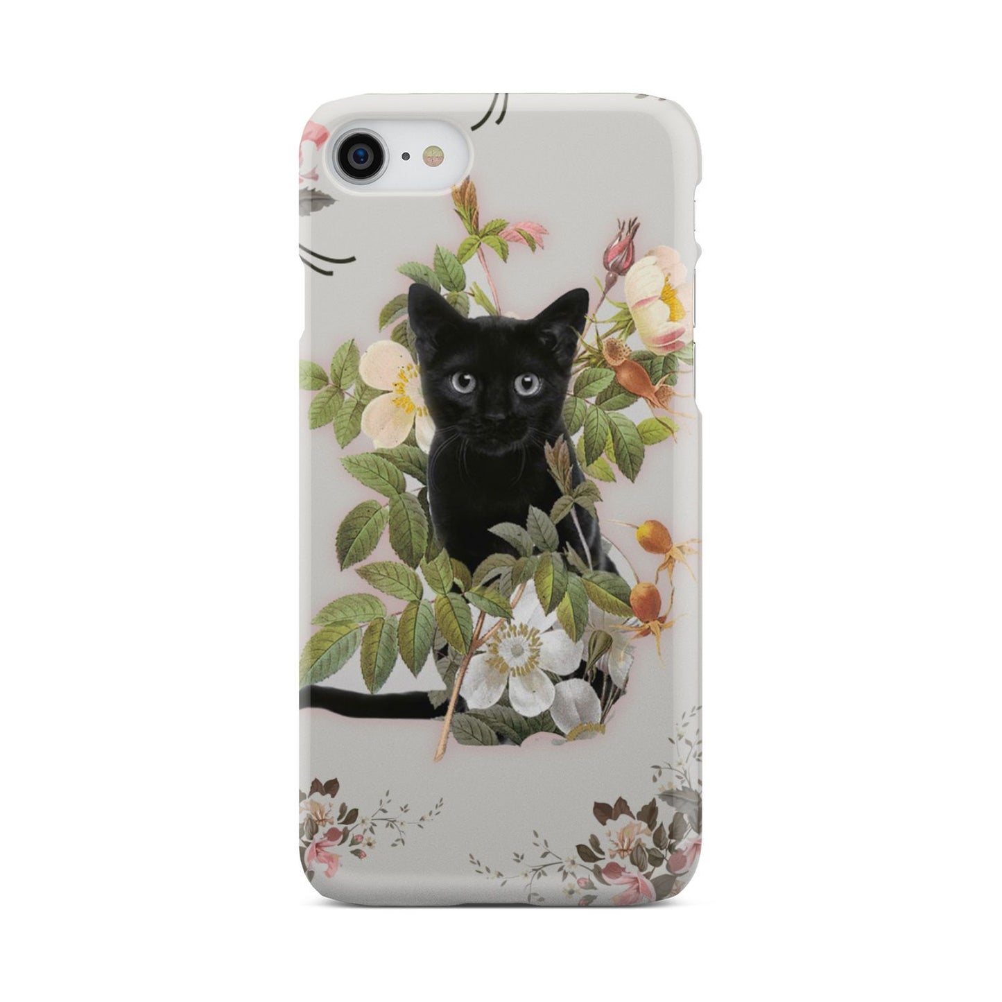 Black Cat And Flowers Phone Case iPhone 7