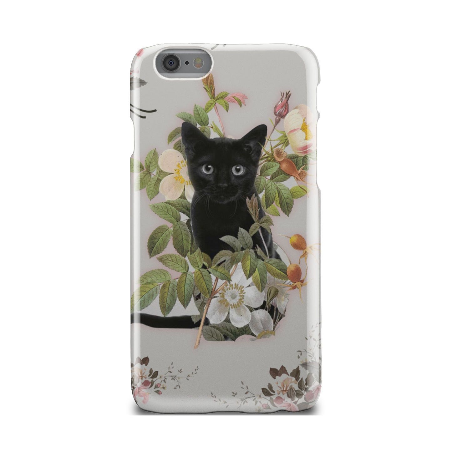 Black Cat And Flowers Phone Case iPhone 6s