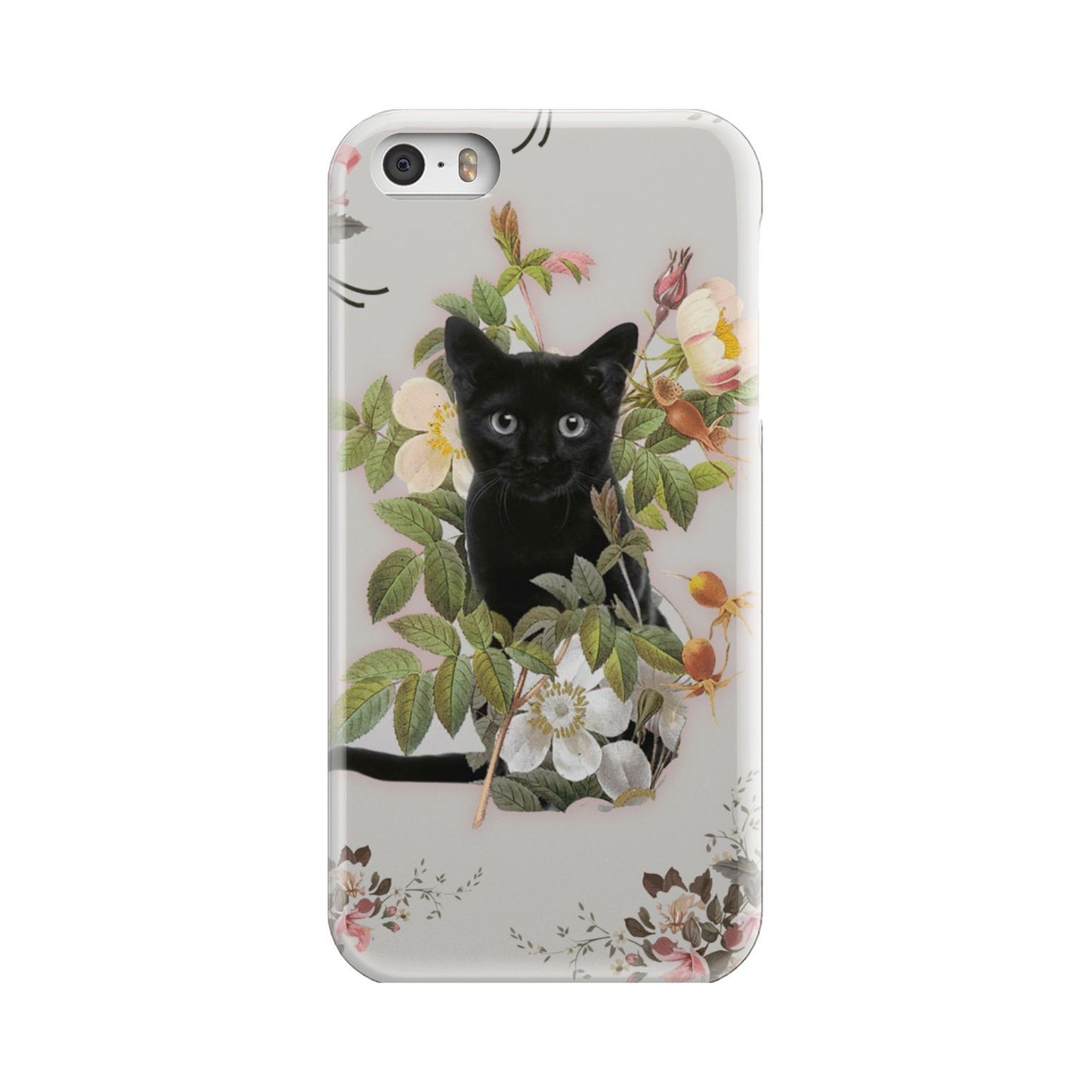 Black Cat And Flowers Phone Case iPhone 5