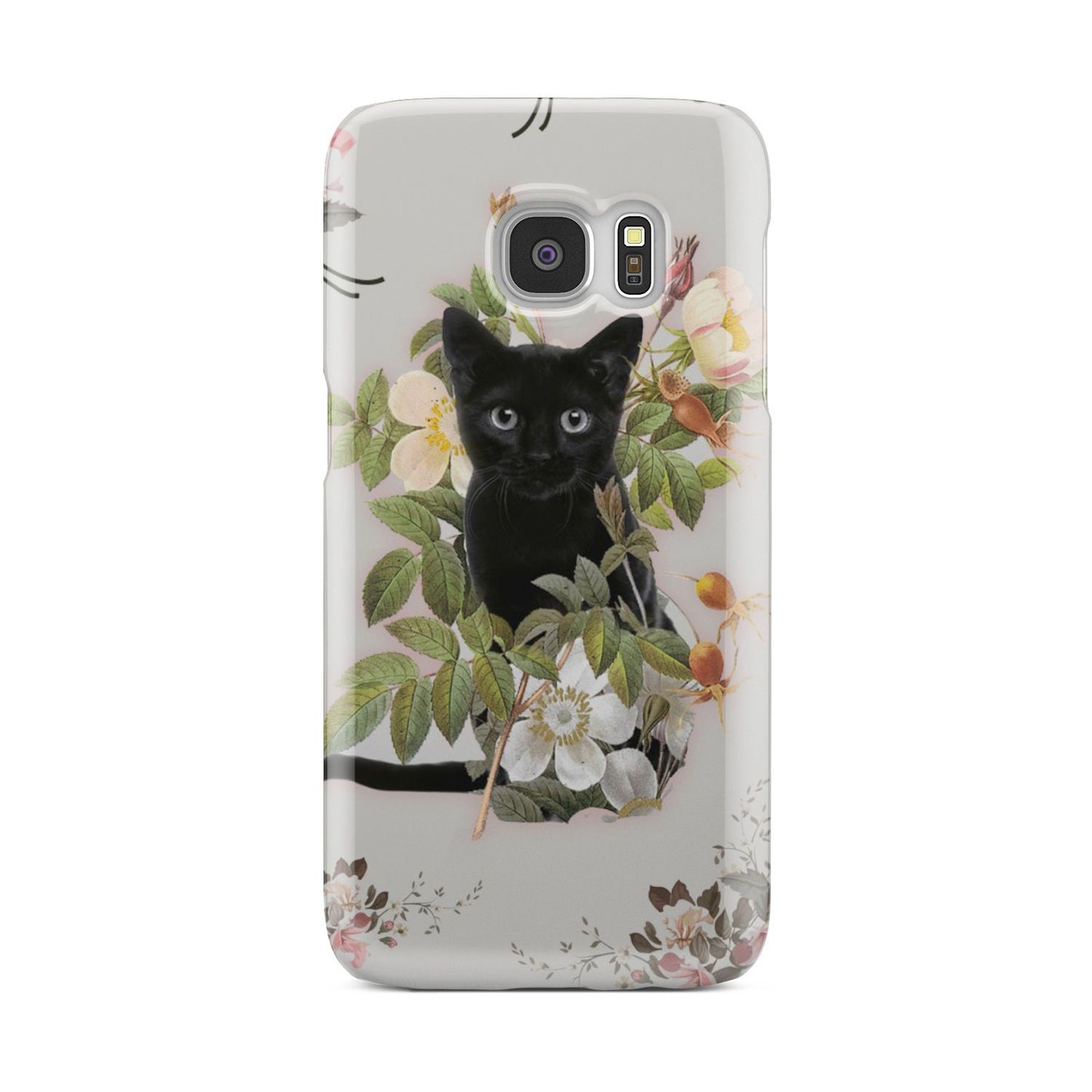 Black Cat And Flowers Phone Case Samsung Galaxy S6
