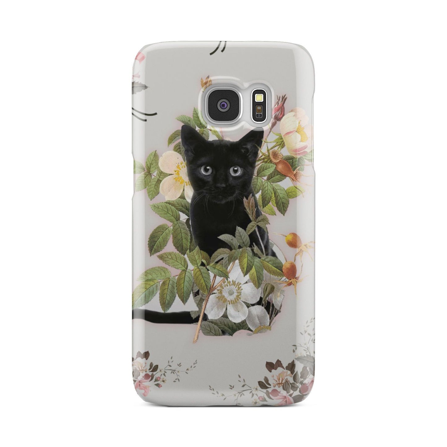 Black Cat And Flowers Phone Case Samsung Galaxy S6 Edge