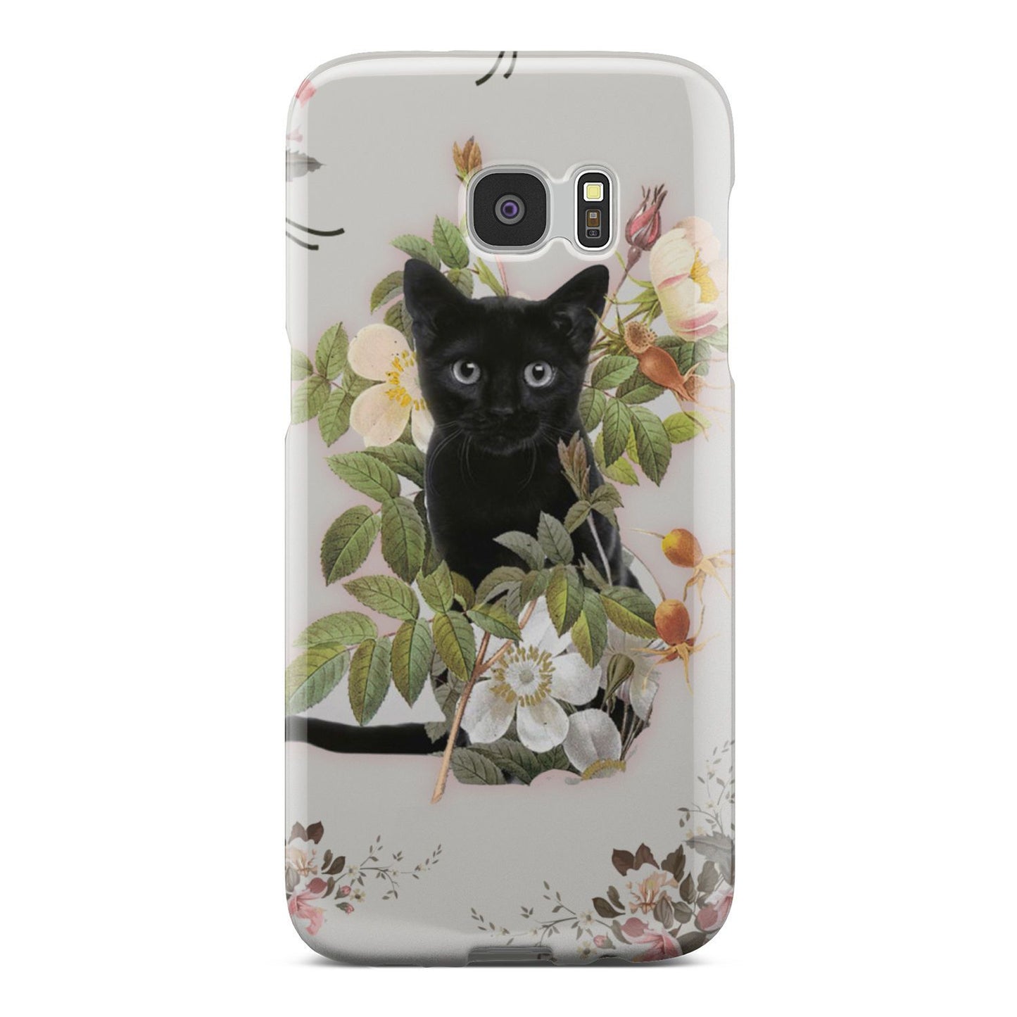Black Cat And Flowers Phone Case Samsung Galaxy S6 Edge Plus