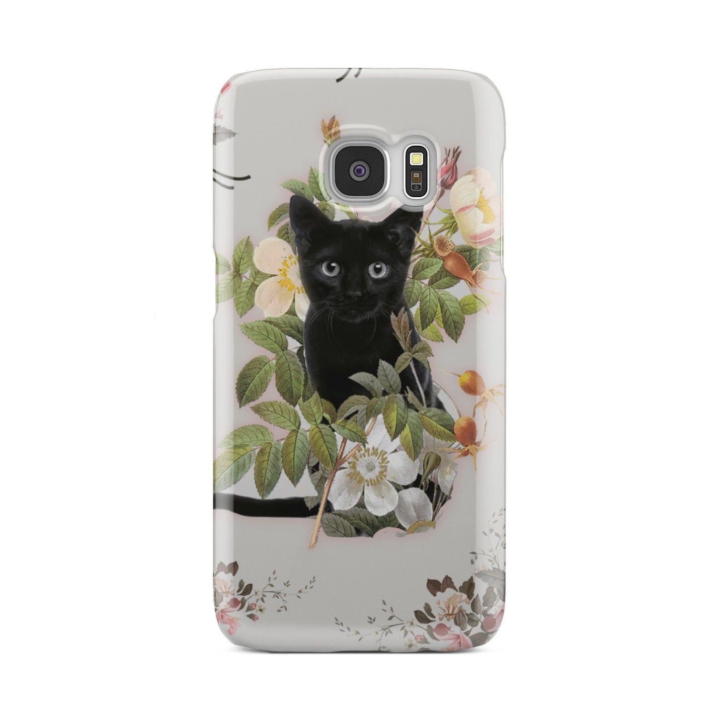Black Cat And Flowers Phone Case Samsung Galaxy S7