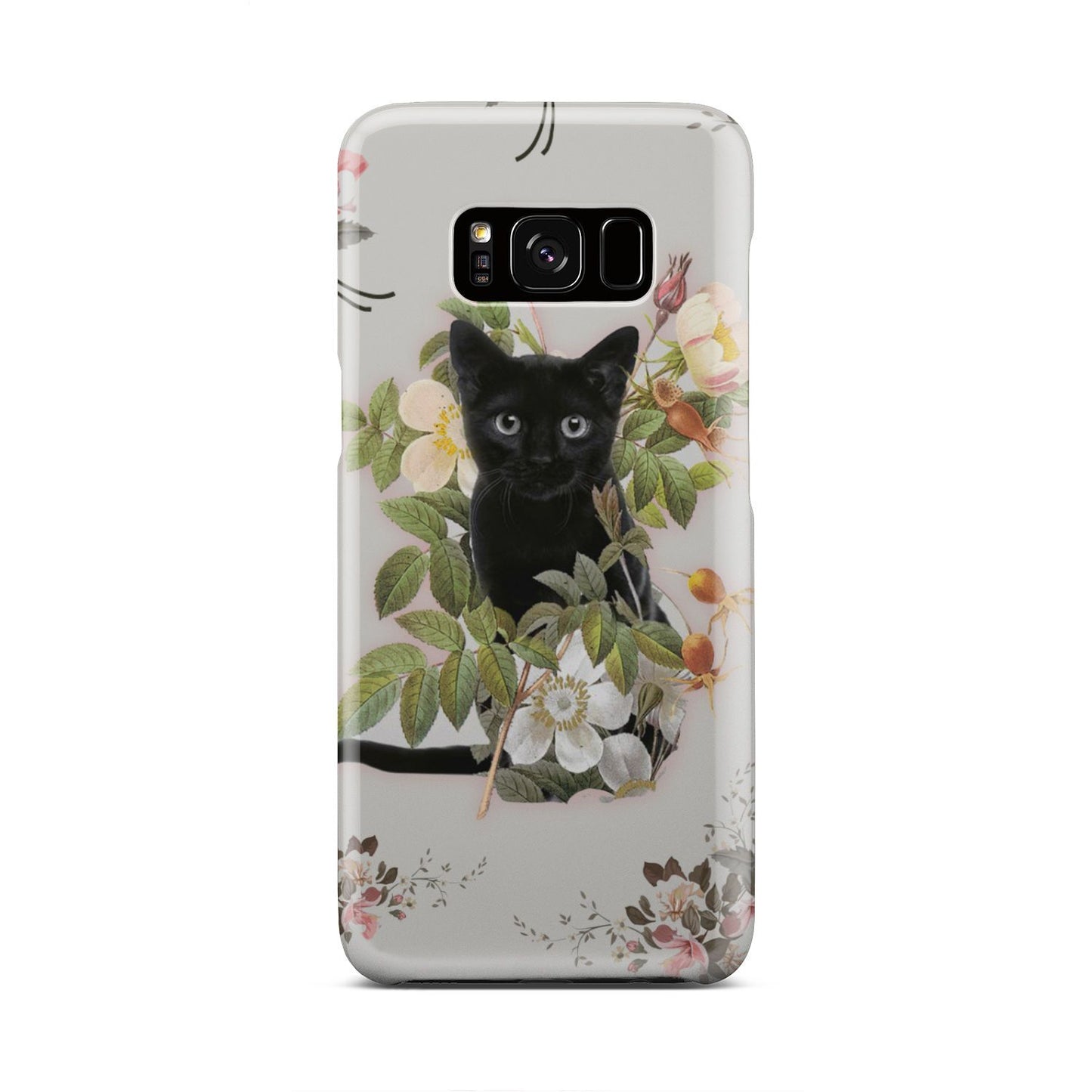 Black Cat And Flowers Phone Case Samsung Galaxy S8