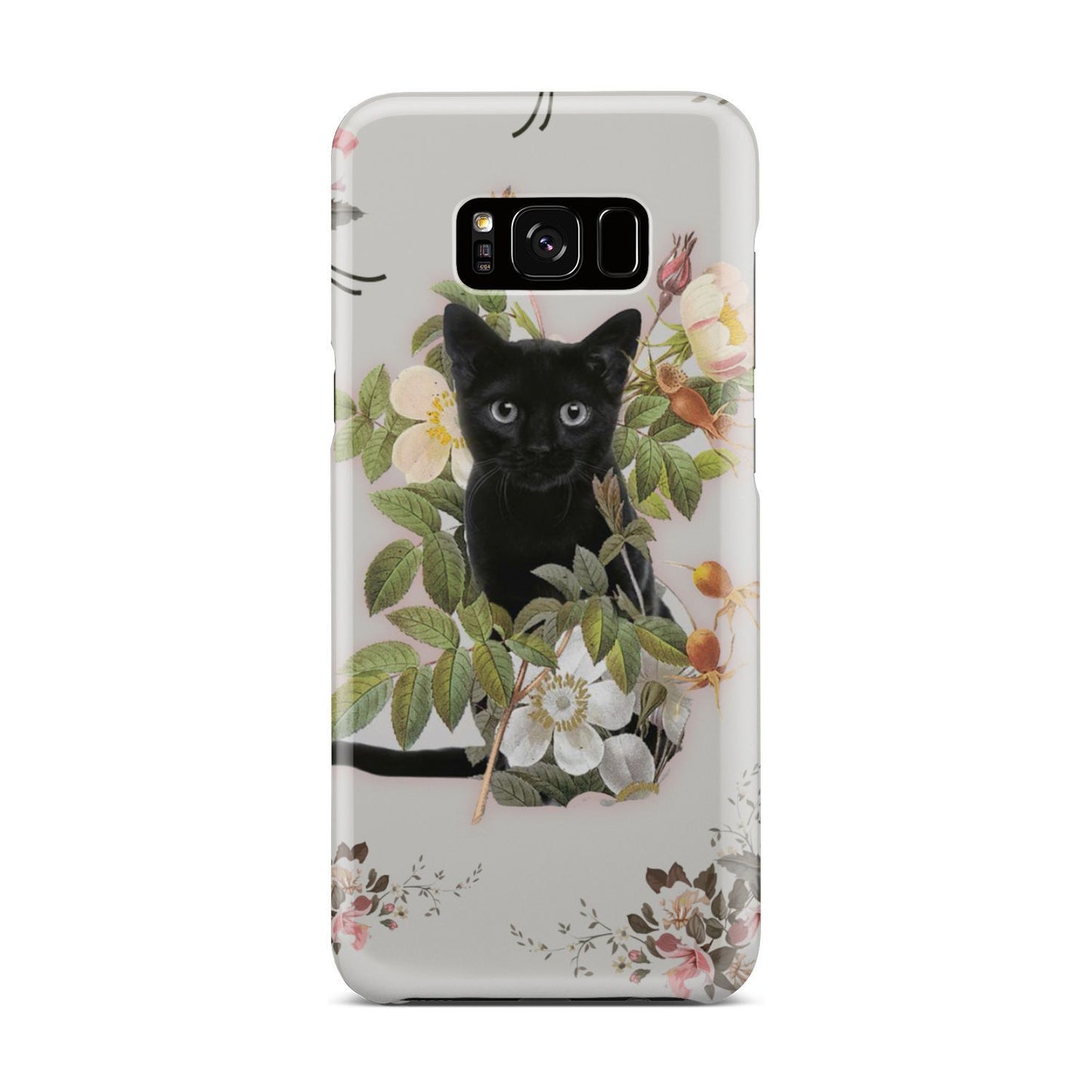 Black Cat And Flowers Phone Case Samsung Galaxy S8 Plus