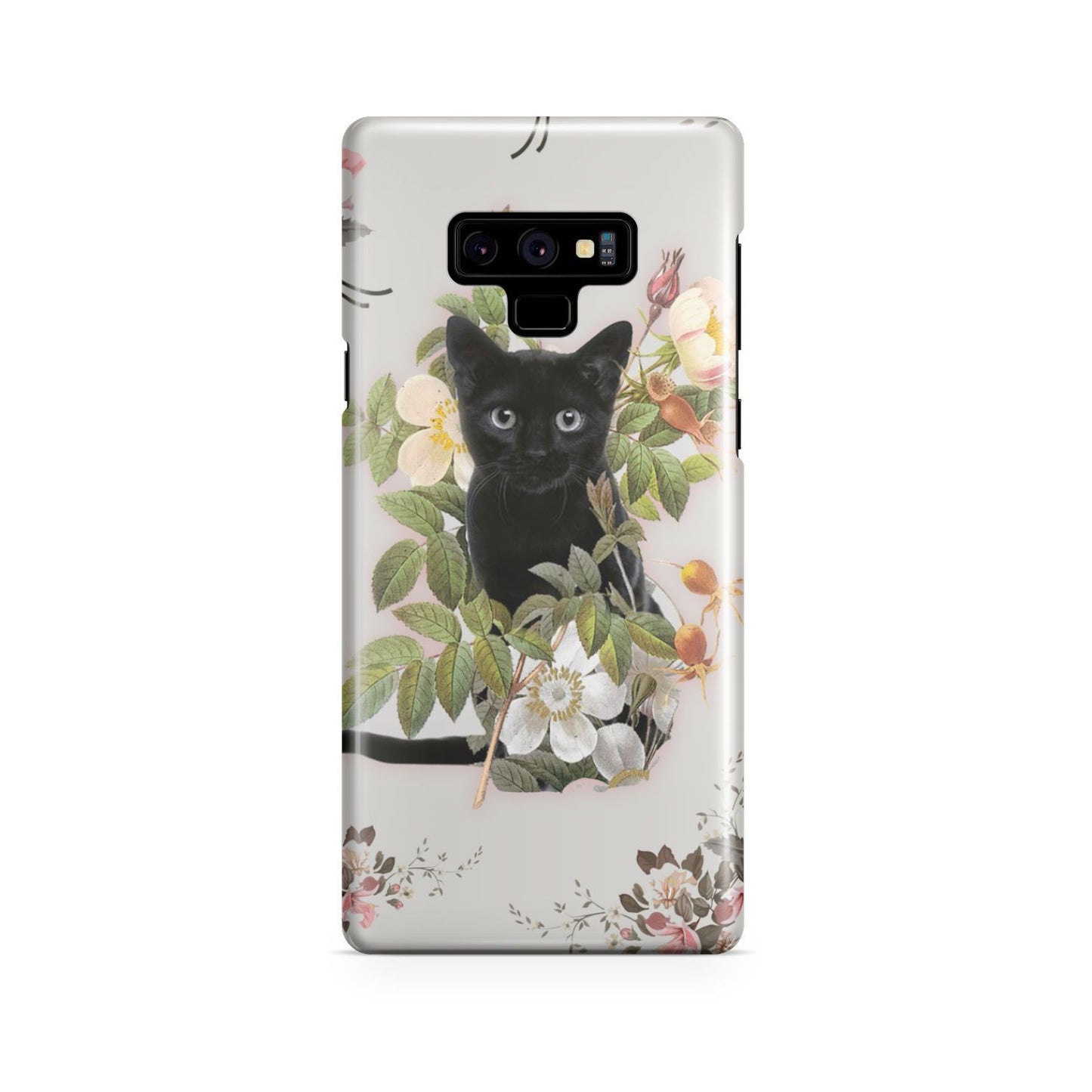 Black Cat And Flowers Phone Case Samsung Galaxy Note 9