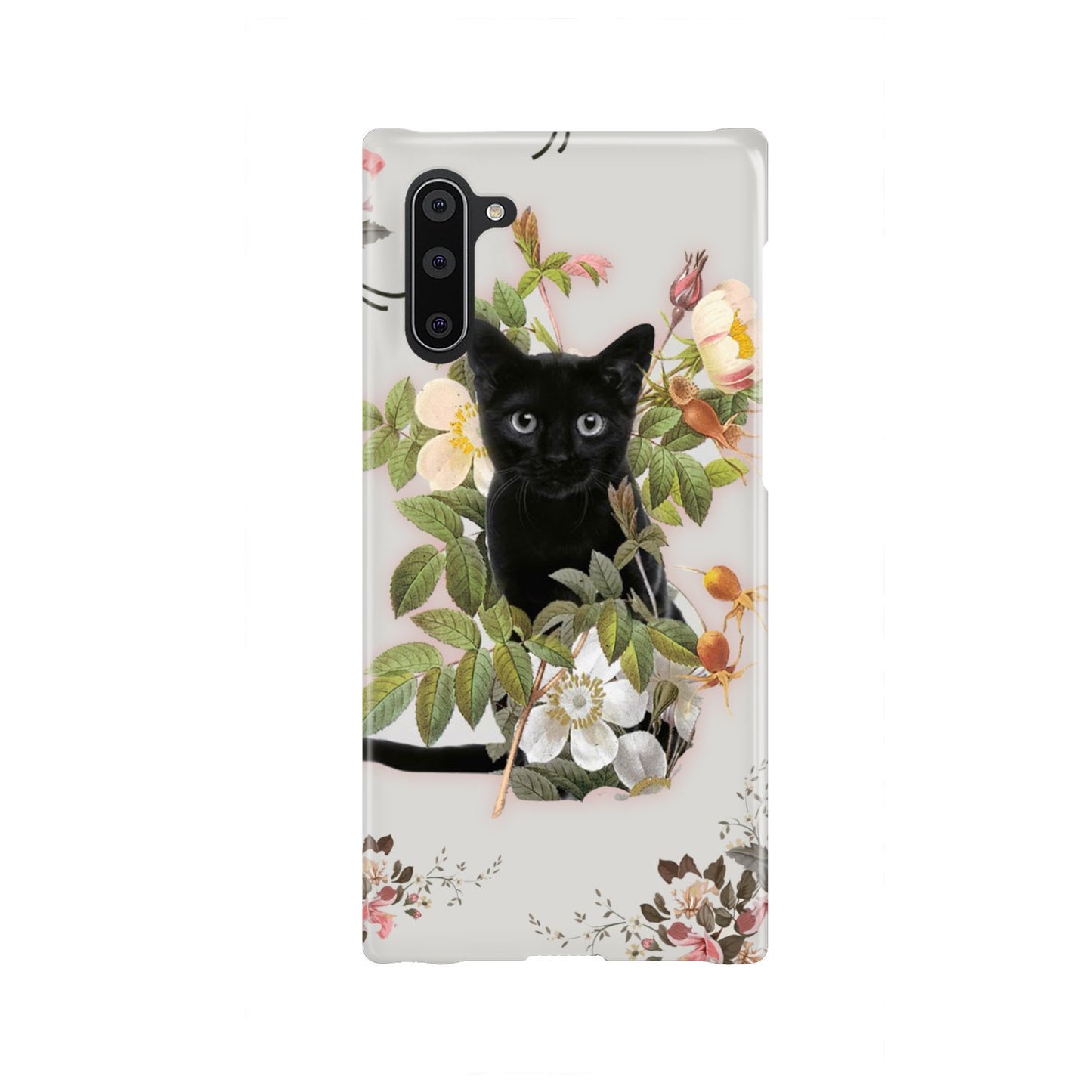 Black Cat And Flowers Phone Case Samsung Galaxy Note 10