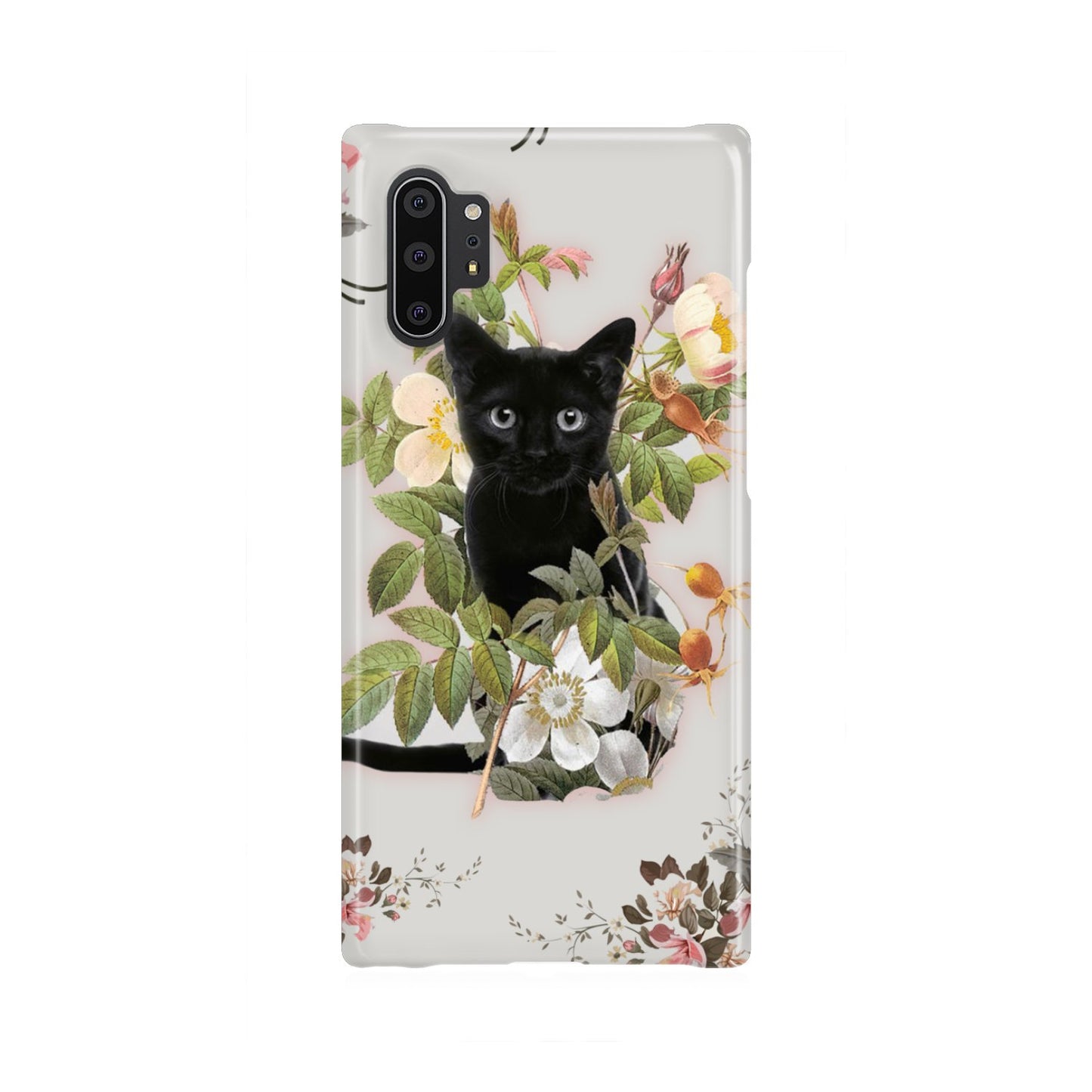 Black Cat And Flowers Phone Case Samsung Galaxy Note 10 Plus