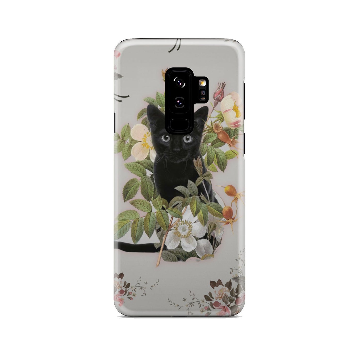 Black Cat And Flowers Phone Case Samsung Galaxy S9 Plus
