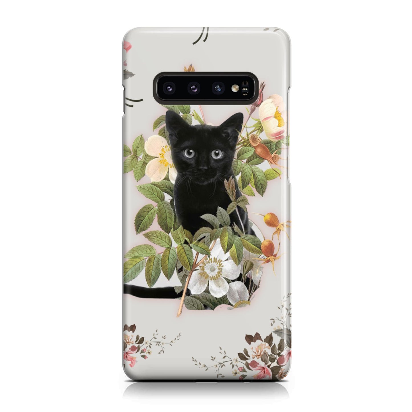 Black Cat And Flowers Phone Case Samsung Galaxy S10 Plus