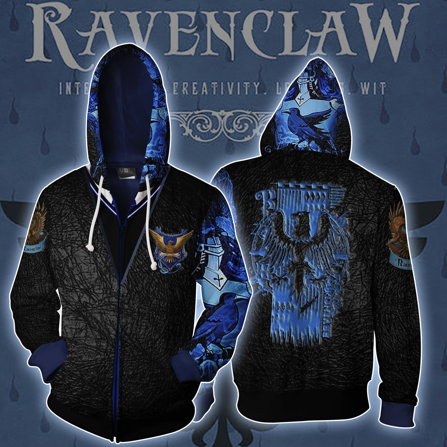 Ravenclaw Harry Potter New 3D Zip Up Hoodie S