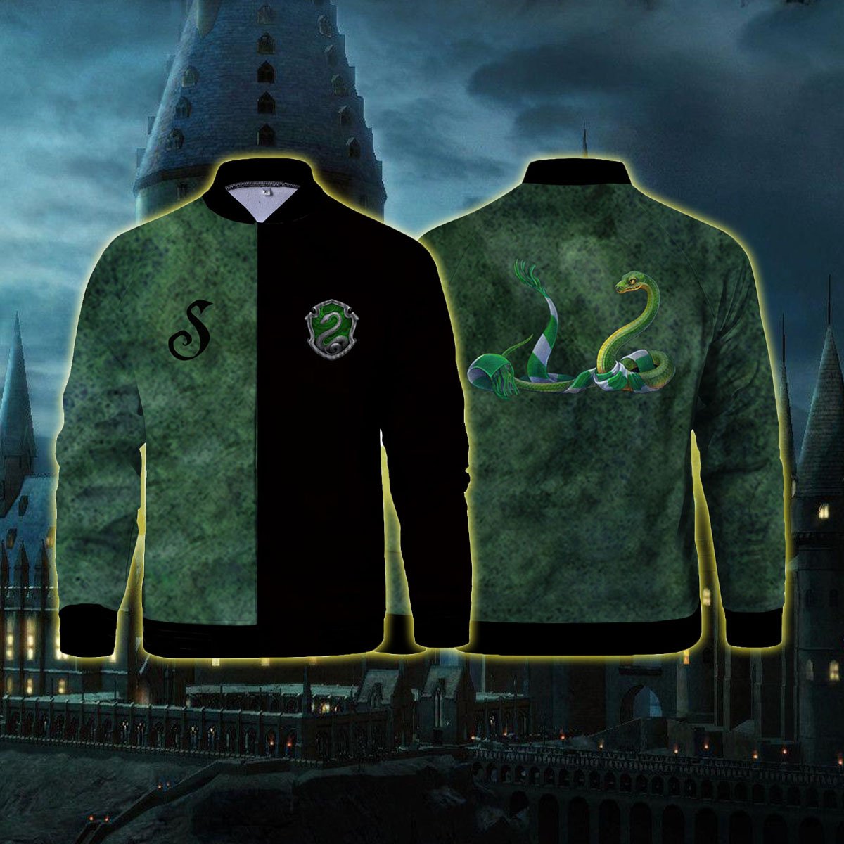 The Slytherin Snake Hogwarts Harry Potter Baseball Jacket US/EU XXS (ASIAN S)