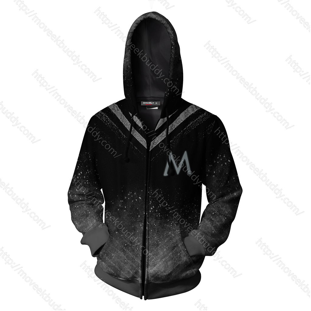RWBY Mercury Black Symbol Zip Up Hoodie