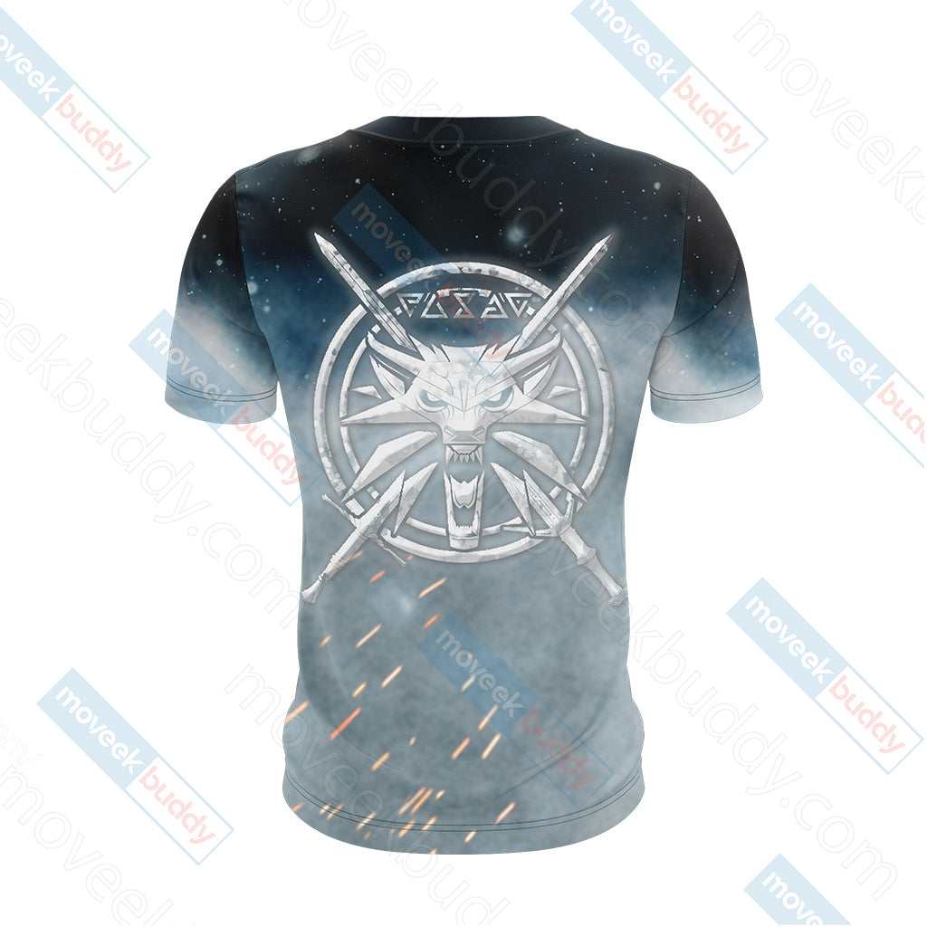 The Witcher 3 Wild Hunt Wild White Wolf Symbol Unisex 3D T-shirt