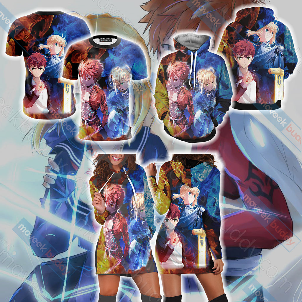 Fate/ Stay Night - Shirou Emiya and Saber 3D Hoodie Dress