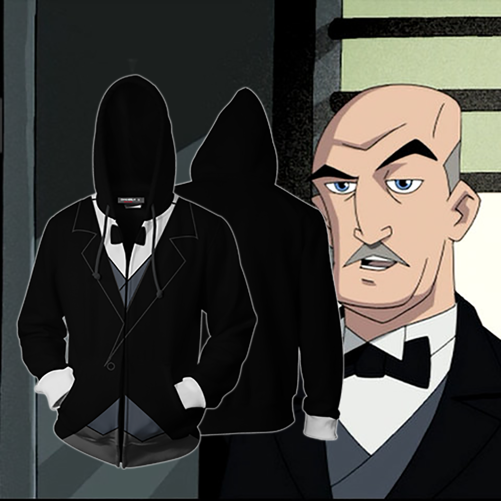 Batman Alfred Pennyworth Cosplay Zip Up Hoodie Jacket XS