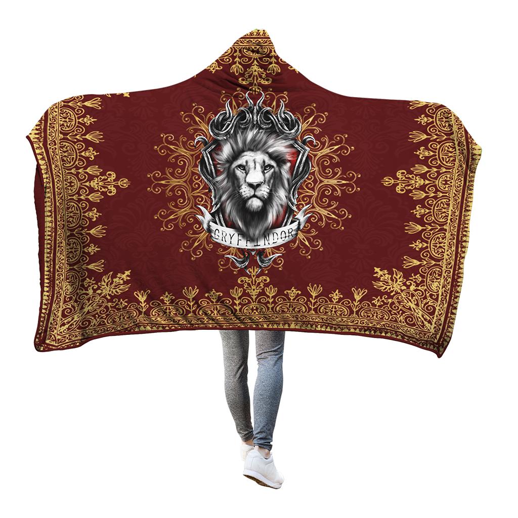 Mandala The Gryffindor Lion Harry Potter 3D Hooded Blanket Adult 80"x60"