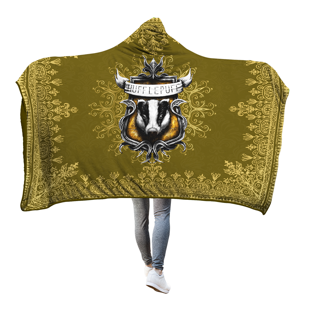 Mandala The Hufflepuff Badger Harry Potter 3D Hooded Blanket Adult 80"x60"