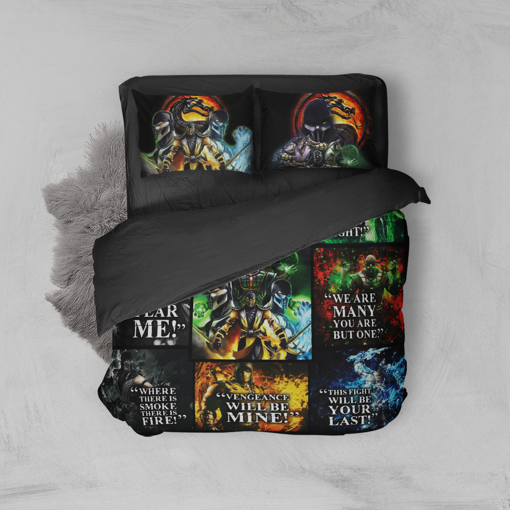 Mortal Kombat Ninja Quotes 3D Bed Set Twin (3PCS)