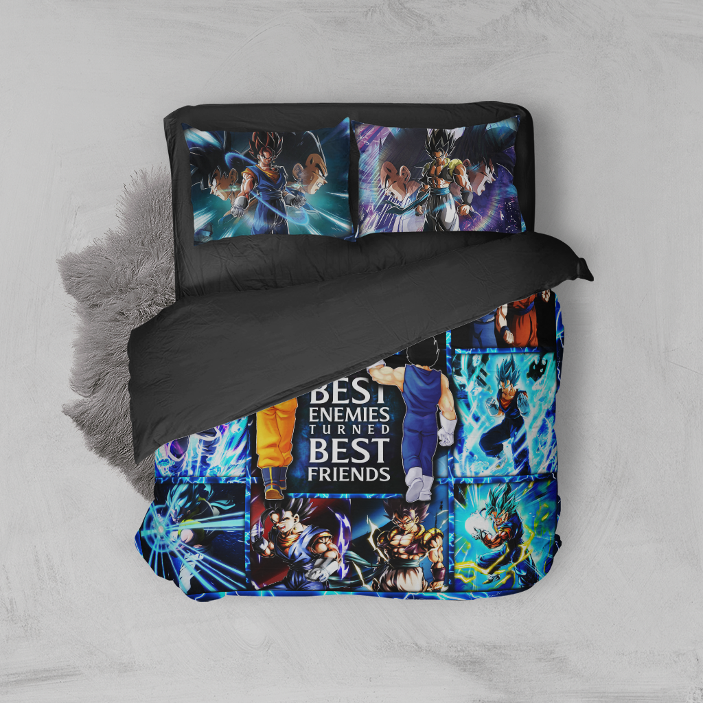Dragon Ball Goku Vegeta Friendship And Gogeta Vegito Fushion 3D Bed Set Twin (3PCS)