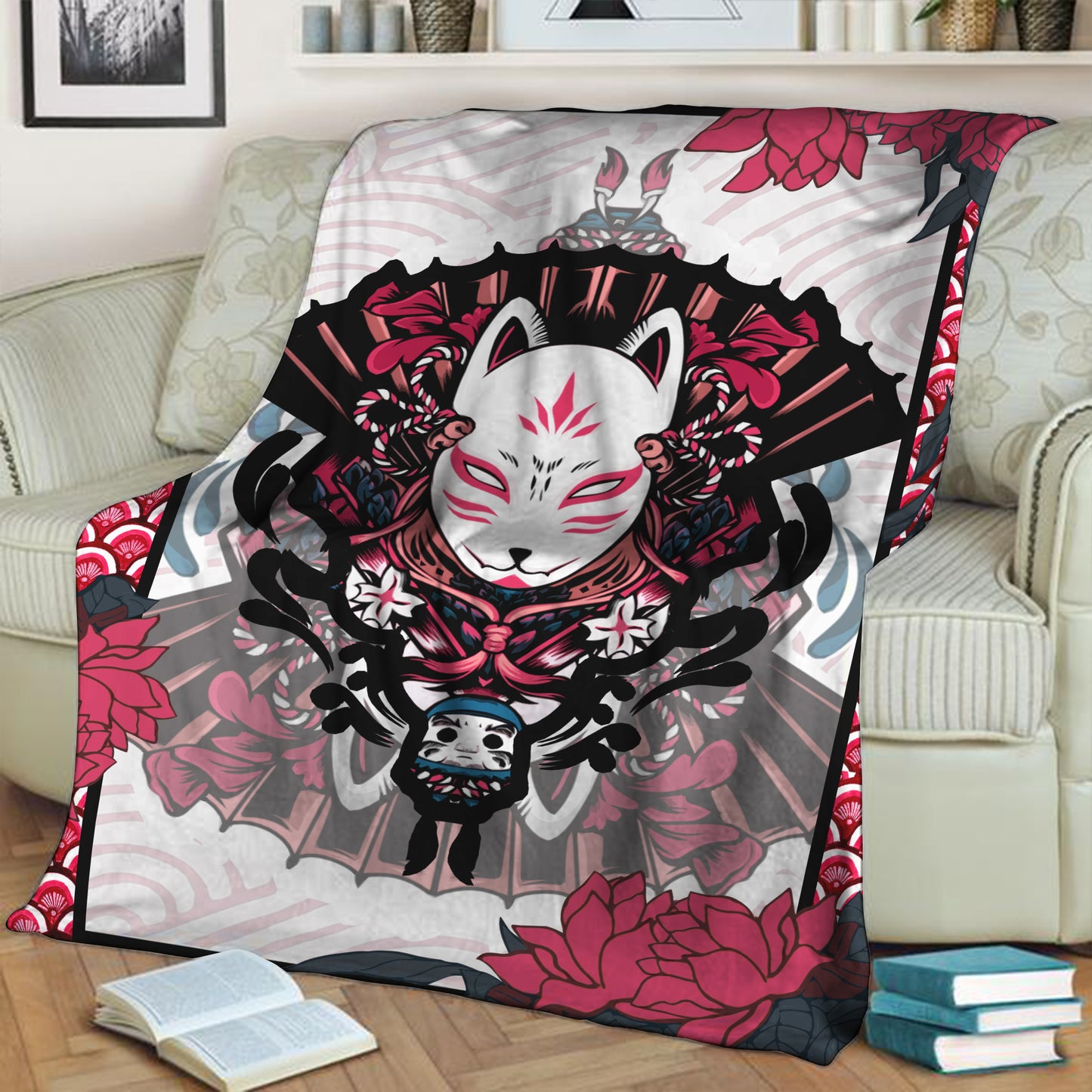 Naruto Kitsune Mask 3D Throw Blanket 130cm x 150cm