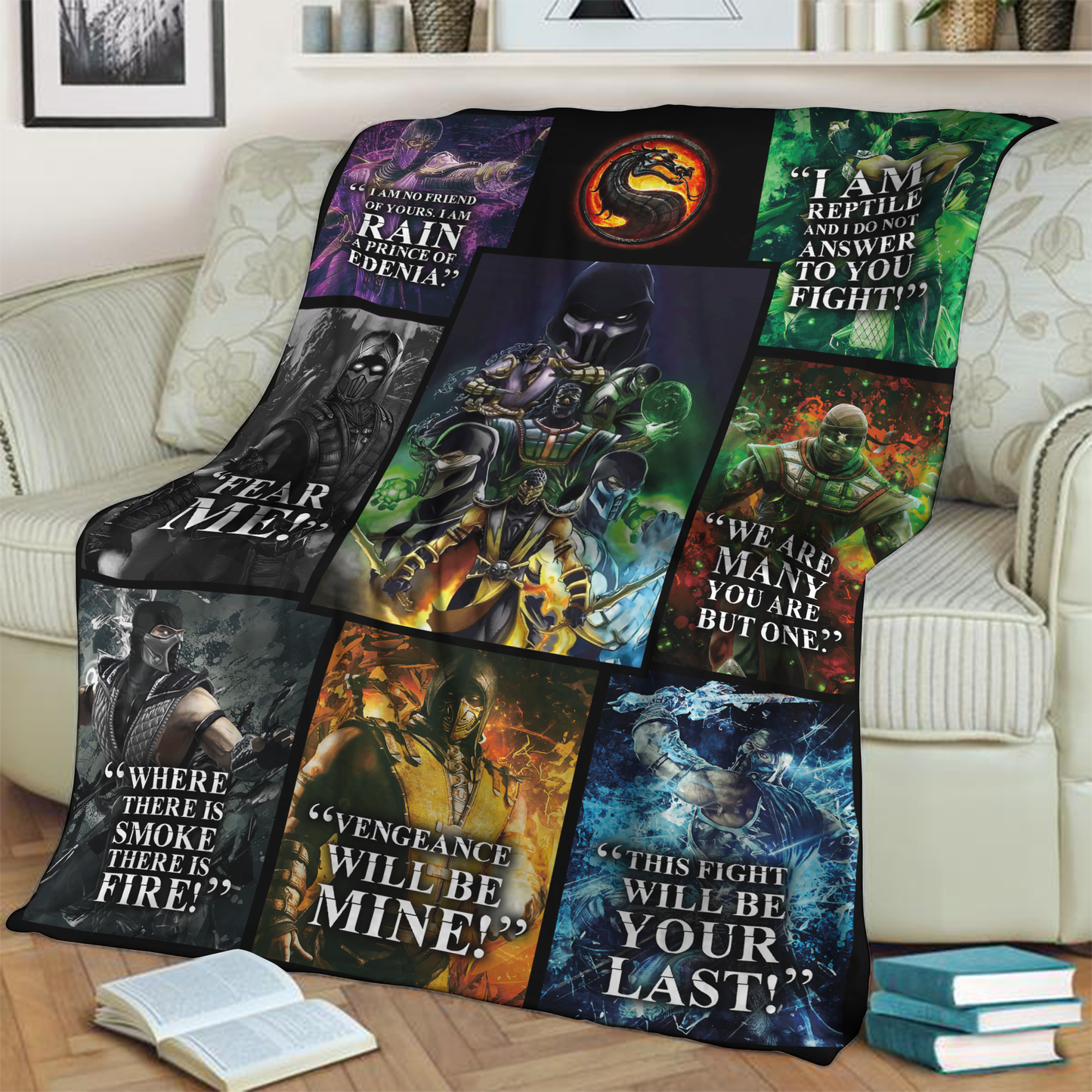 Mortal Kombat Ninja Quotes 3D Throw Blanket 130cm x 150cm