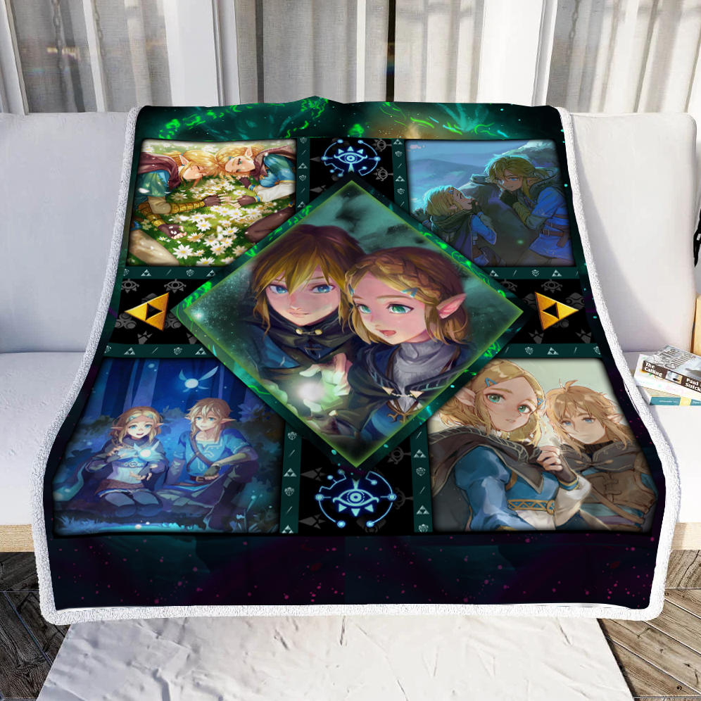 Link and Zelda The Legend of Zelda Throw Blanket
