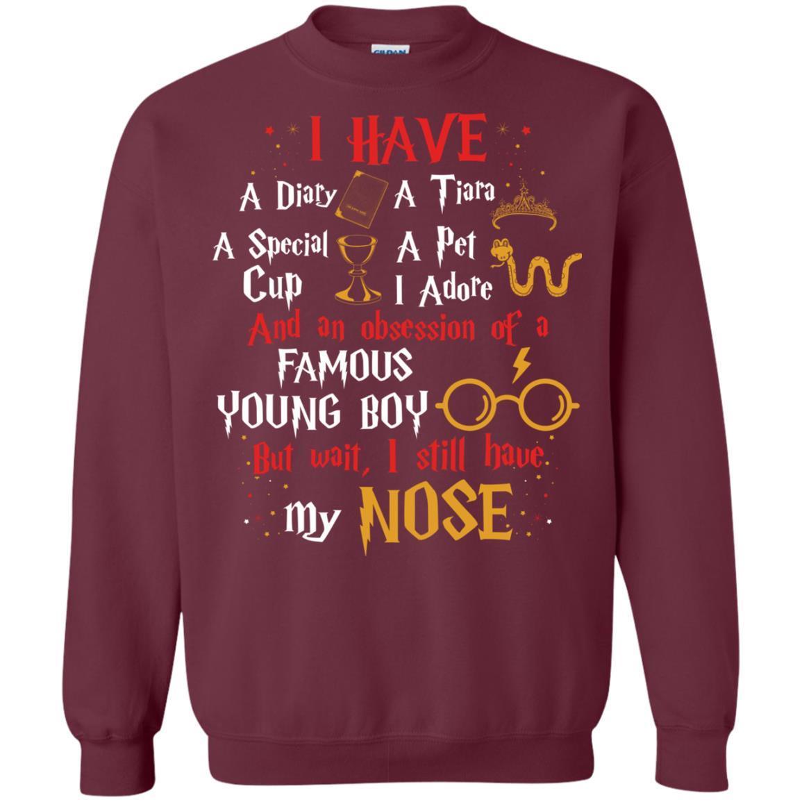 I Have A Diary, A Tiara, A Special Cup, A Pet I Adore And An Obsession Of A Famous Young Boy Harry Potter Fan T-shirt Maroon S