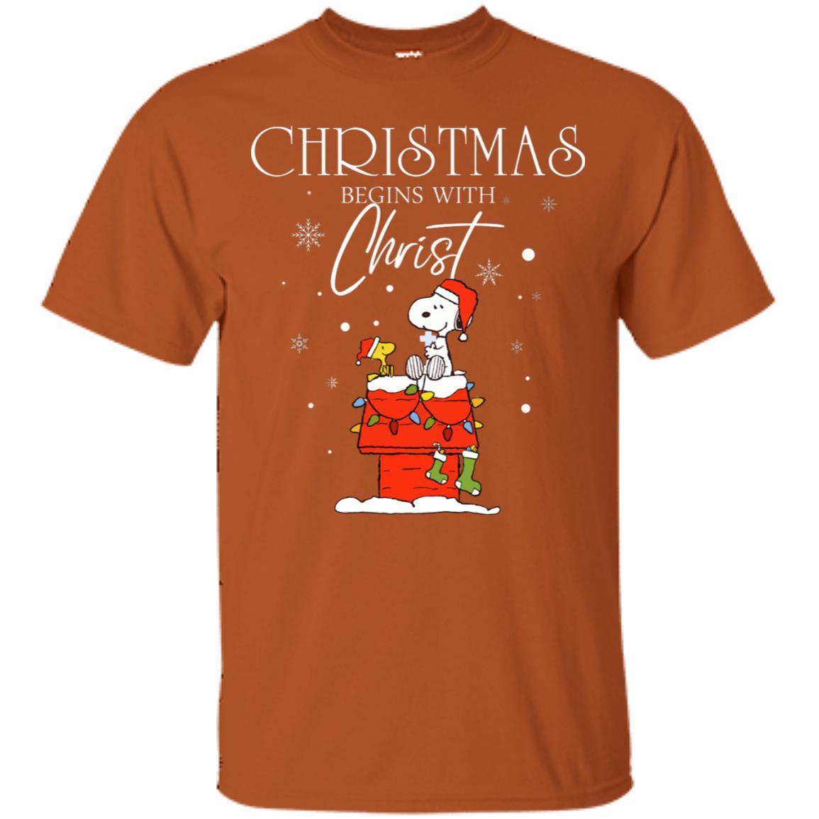 Christmas Begins With Christ Shirt Texas Orange S