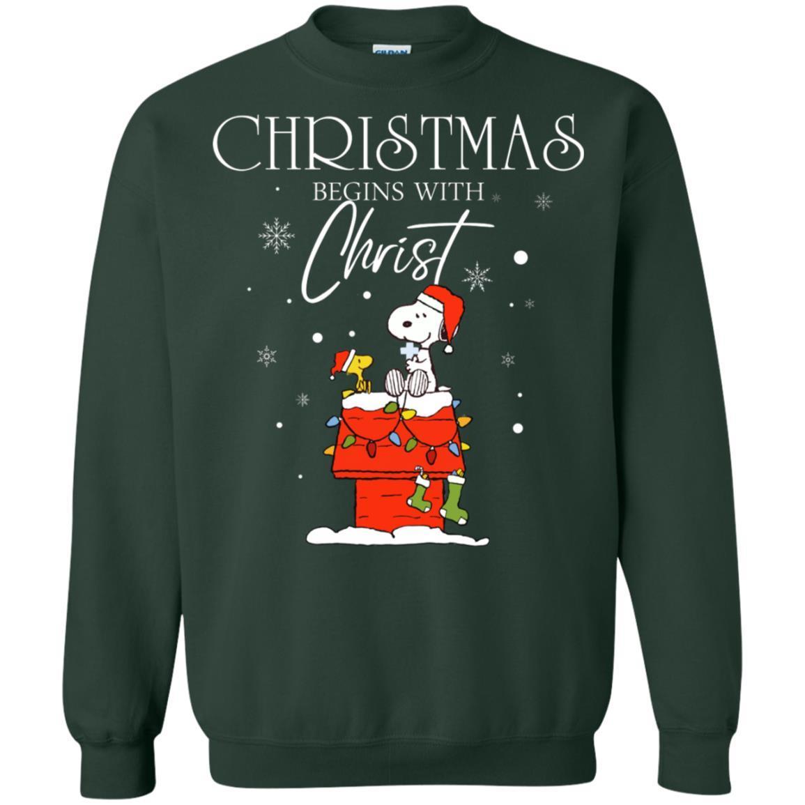 Christmas Begins With Christ Shirt Forest Green S