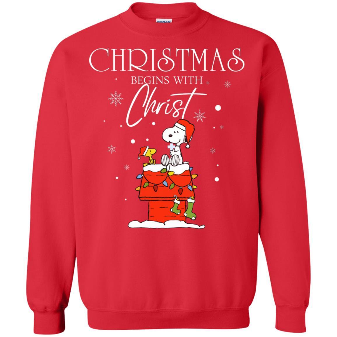 Christmas Begins With Christ Shirt Red S