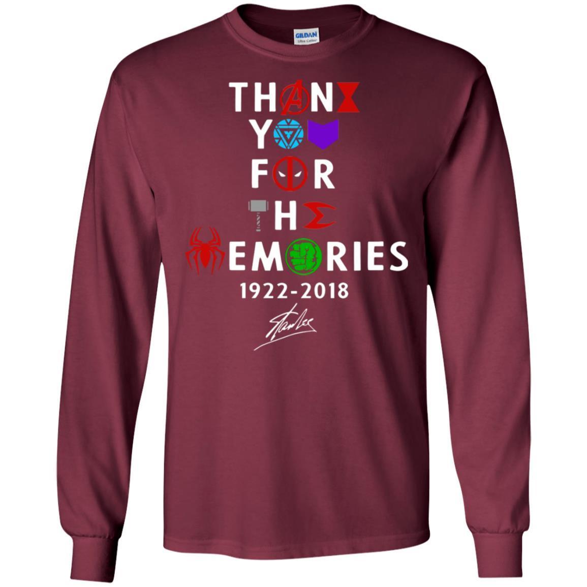 Thank You For The Memories Stan Lee Movie Hero Fan Shirt Maroon S