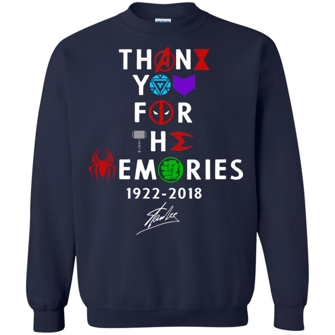 Thank You For The Memories Stan Lee Movie Hero Fan Shirt Navy S