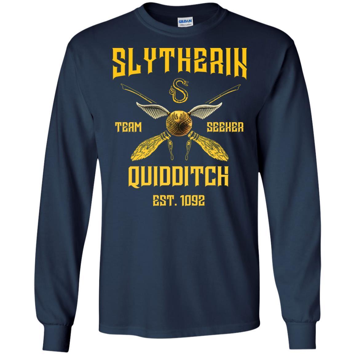 Slytherin Quiddith Team Seeker Est 1092 Harry Potter Shirt Navy S