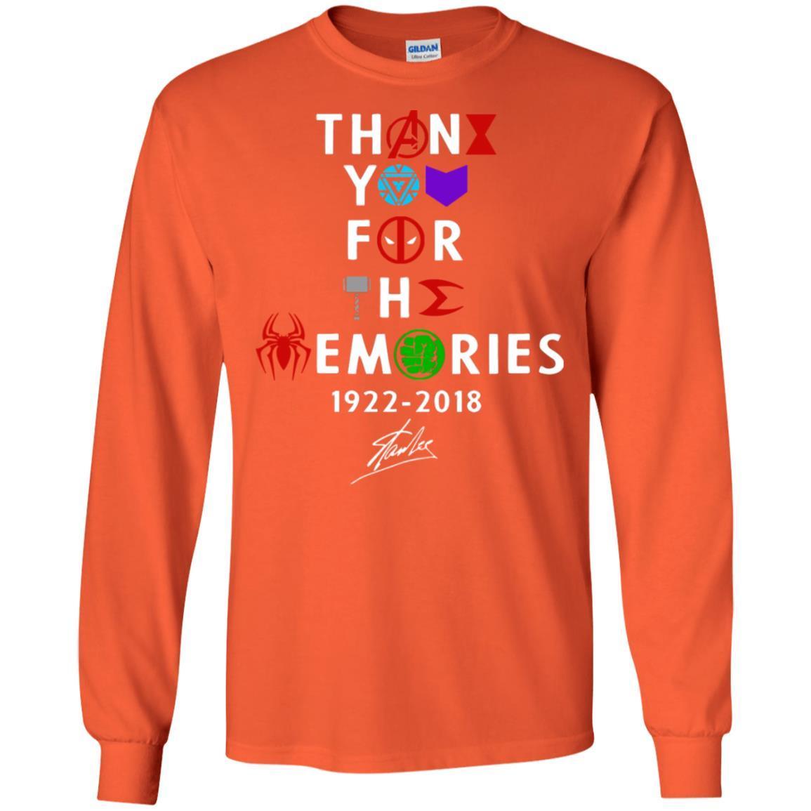 Thank You For The Memories Stan Lee Movie Hero Fan Shirt Orange S
